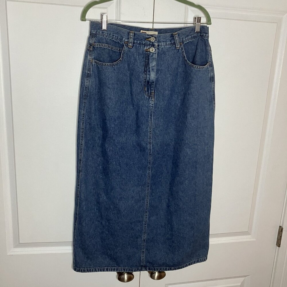 Y2K Faded Glory Denim Maxi Skirt Womens Blue Jean Modest Coastal Cowgirl Western